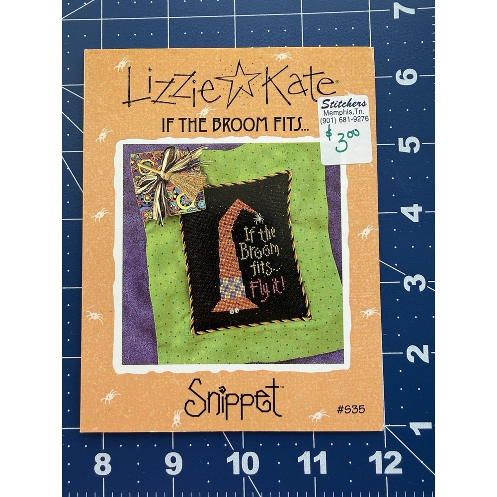 Lizzie Kate Snippet Mini Counted Cross Stitch Chart Halloween IF THE BROOM FITS